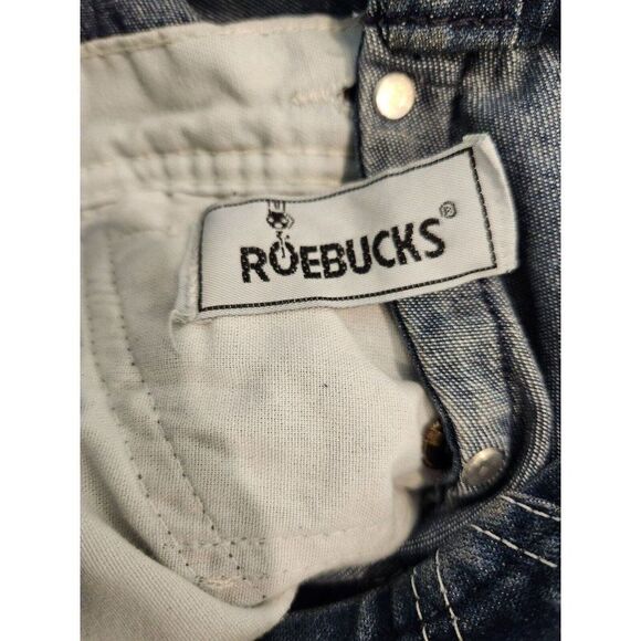 Vintage 80s Roebucks Mens Long Blue Demin Overalls 54 Farmer Ranch Country - Picture 9 of 9